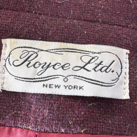 Vintage Royce Wool Crop Blazer Jacket Womens 7 Purple Maroon 80s Professional - Picture 6 of 12